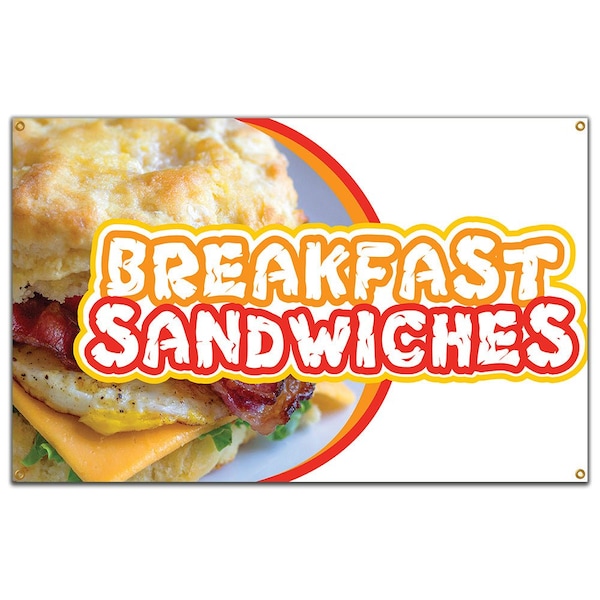 Breakfast Sandwiches Banner Heavy Duty 13 Oz Vinyl with Grommets